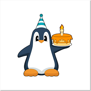 Penguin Birthday Candle Cake Posters and Art